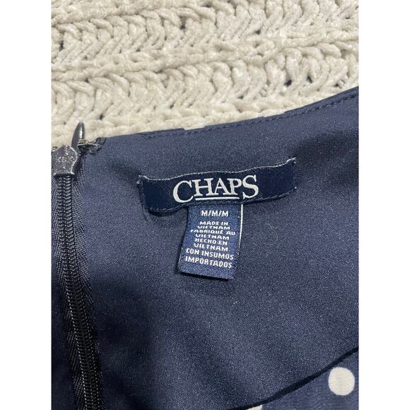 Chaps Dress Polka Dot Knee Length Fit N Flare Sleeveless Womens Medium Blue Flaw - Picture 5 of 13